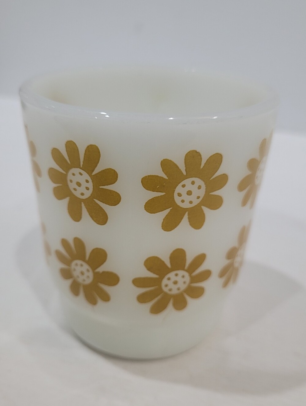 1 Hocking milk glass mugs with yellow flower design